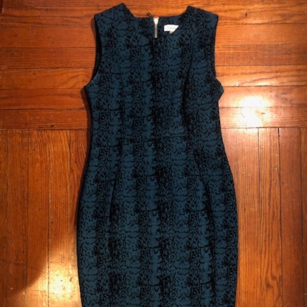 Calvin Klein Dress Green & Black Sheath Size 8P